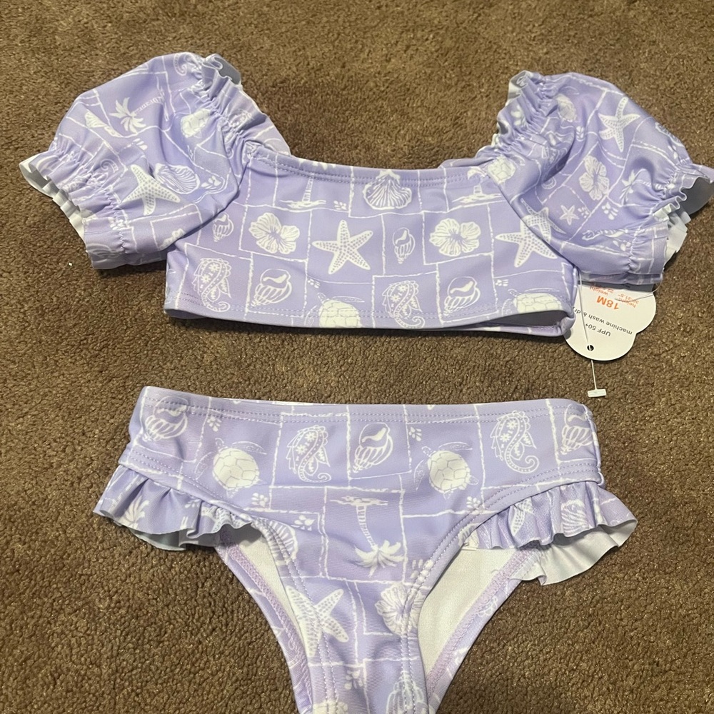 Lavender Seashell Print Bikini Set